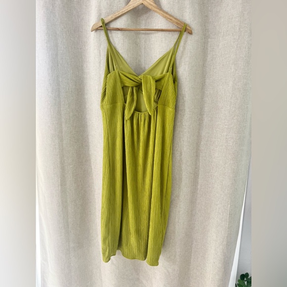 Lulus View and I Chartreuse Tie-Back Faux-Wrap Midi Dress - Picture 12 of 14